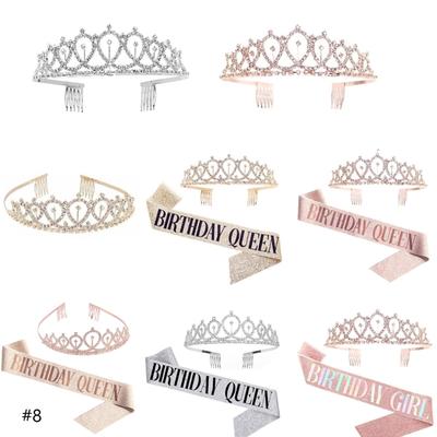 Diadema y Corona de Cumpleaños para Mujer Banda de Cumpleaños para Niñas Decoraciones de Cumpleaños Diadema con Pedrería Accesorios para el Cabello