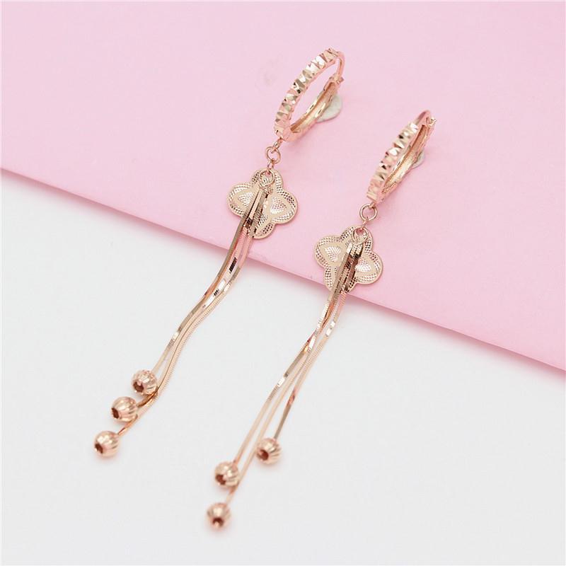 Фиолетовый Золотой Блестящий Змеиная Кость Бахрома Шар NS Стиль Позолоченный Цвет Розового Золота Золотые Серьги