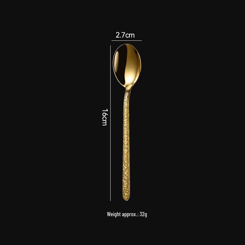 Abay 304 Stainless Steel Hammered Gold Coffee Spoon Set