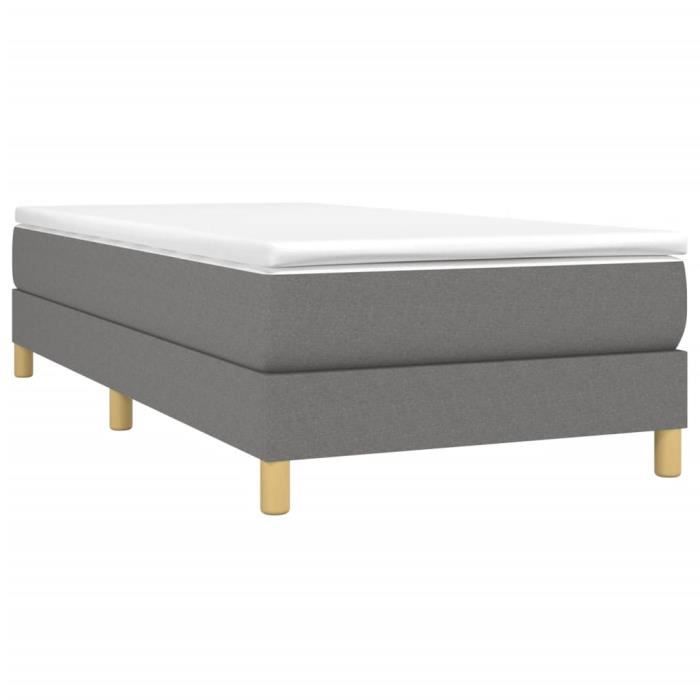 3144136 vidaXL Lit à sommier tapissier et matelas Gris foncé 90x190 cm Tissu