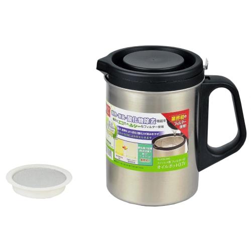

Pearl Metal HB-2141, Made in Japan, 0.7L Stainless Steel Oil Pot with Activated Carbon Filter