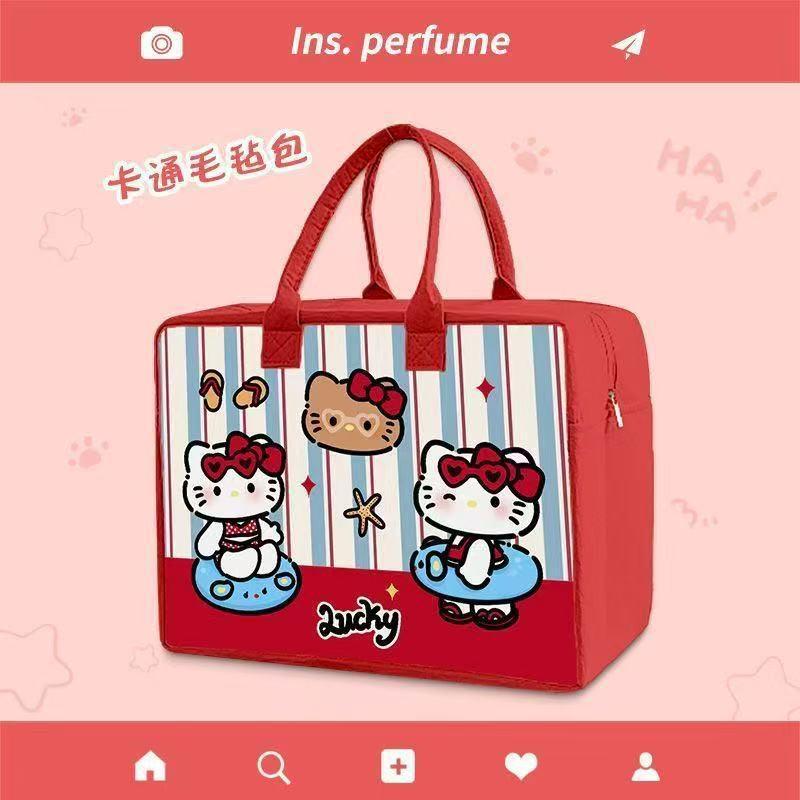 Passage Felt Travel Bag - Extra Large Capacity, Internet Celebrity KT Cat Cartoon Design, High-End Handbag Tote Bag.