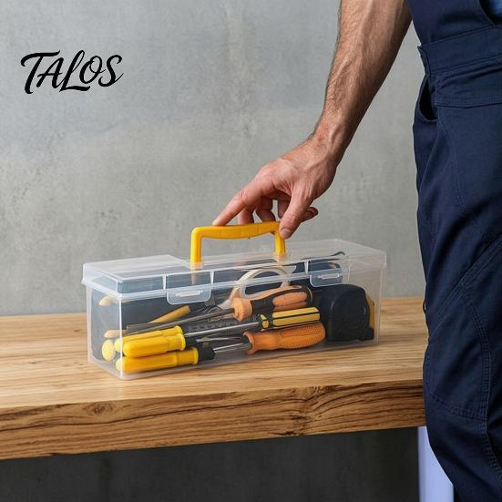 Talos Hardware Storage Box, with Handle Transparent Stackable Dust-Proof Organizer, for Tools Spices Art Supplies Office Accessories