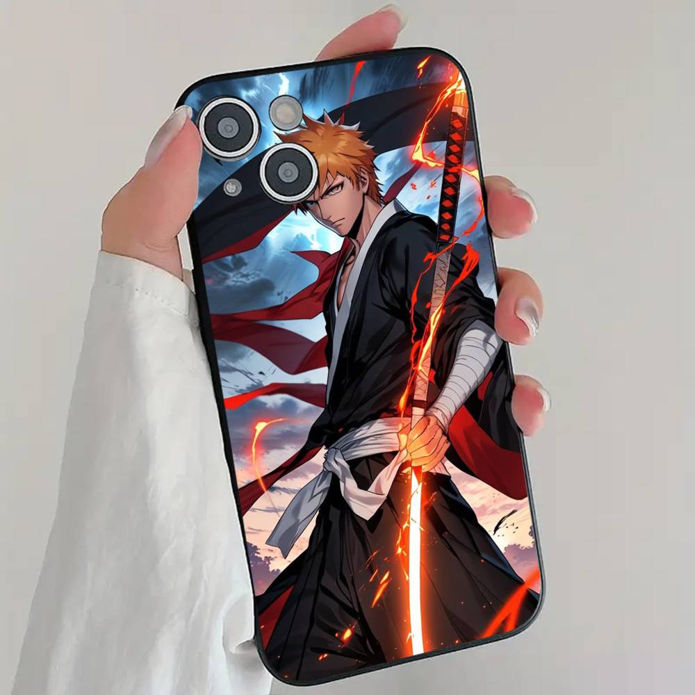 Anime B-Bleach Phone Case Cool Black Silicone Soft For IPhone 16 15 14 13 12 11 X XR Plus Pro Max Plus