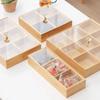 Wooden Bamboo Partition Tray With Cover Nuts Dried Fruit Candy Holder Party Indoor Outdoor Appetizer Food Serving Plate Supply