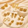 High-End Heart-Shaped Gold Earring with Stainless Steel