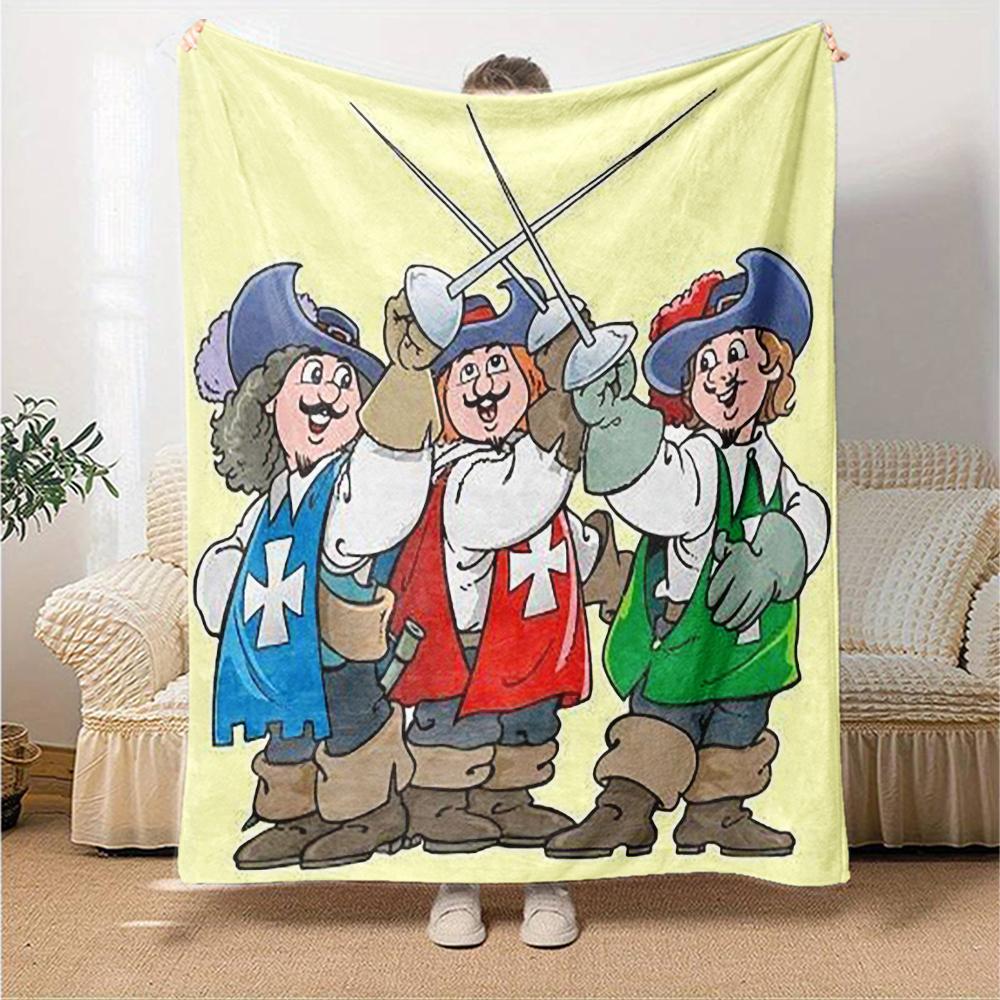 The Three Musketeers Theme Printed Blanket - Perfect for Couch, Bed, Travel & Outdoor Use | Machine Washable, Cozy & Durable.