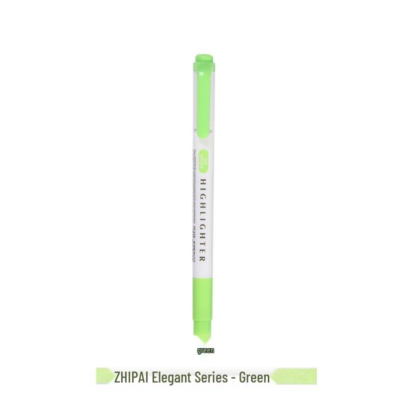 Zhi 618 Student Dual-Tip Fluorescent Pen - Gray, Soft Light & Dark Retro Colors for Highlighting & Marking