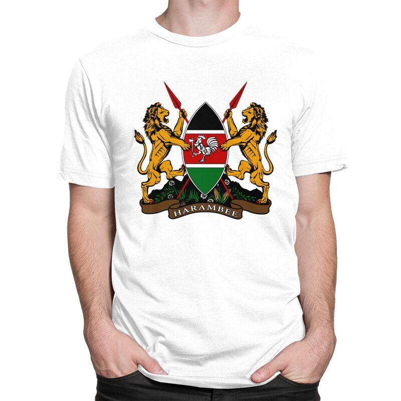 Custom Coat Of Arms Of Kenya Flag Tshirt for Men Short Sleeve Casual T Shirt Tshirt Slim Fit Pure Cotton Tees Gift Idea