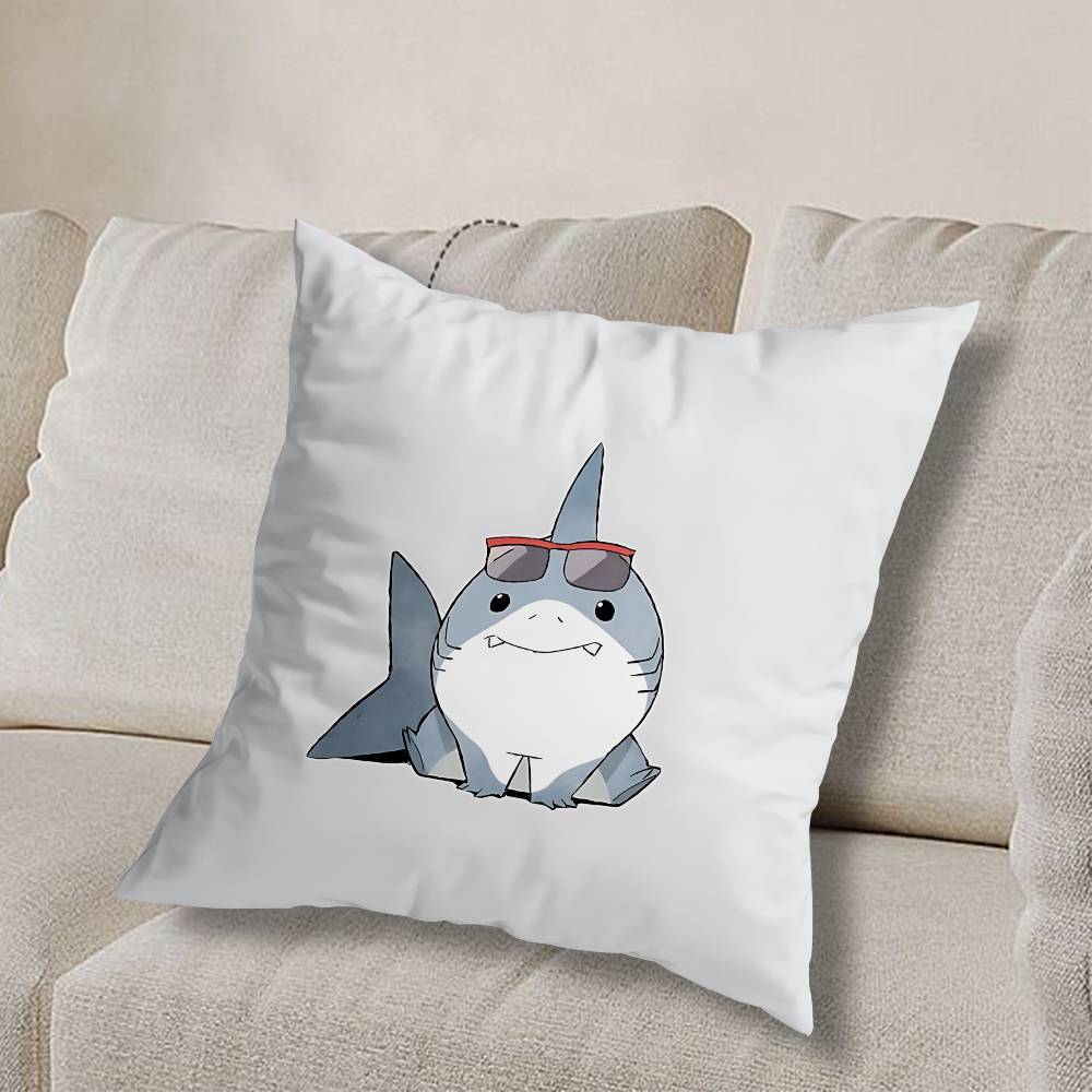 Art Cute Jeff the Land Shark  Pillow Case Sofa Living Room Bedroom Headboard Backrest Cushion Square Cushion Nap Time