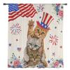 Amerikanische Flagge Mohn Katze Sheer Fenster Vorhänge für Wohnzimmer Küche Kinder Schlafzimmer Voile Hängen Vorhang