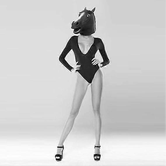 Horse Head Mask Animal Headdress Role Play Unicorn Mask Spoof Props (Dark Horse)