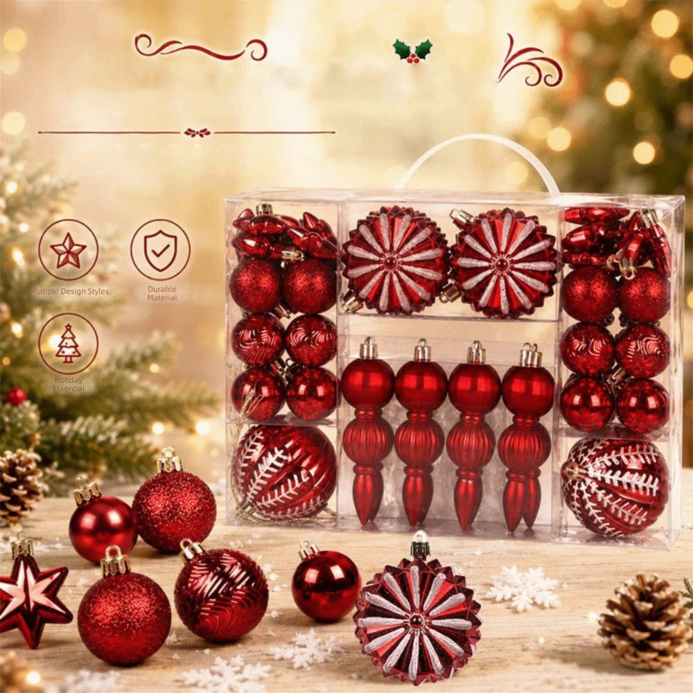 52pcs Gold Color Christmas Ball Ornaments Painted Christmas Ornament Set Christmas Celebration