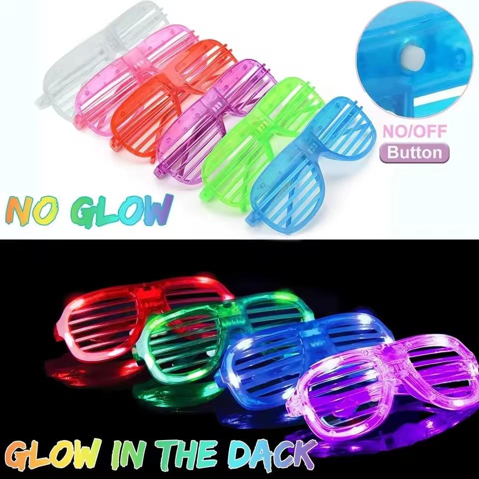 6/48 Pièces LED Lunettes Lumineuses à Lamelles pour Anniversaire d'Enfants, Halloween, Fête Masquée, Mariage, Fête d'Enterrement de Vie de Jeune Fille, Bar, Cadeau, Décoration