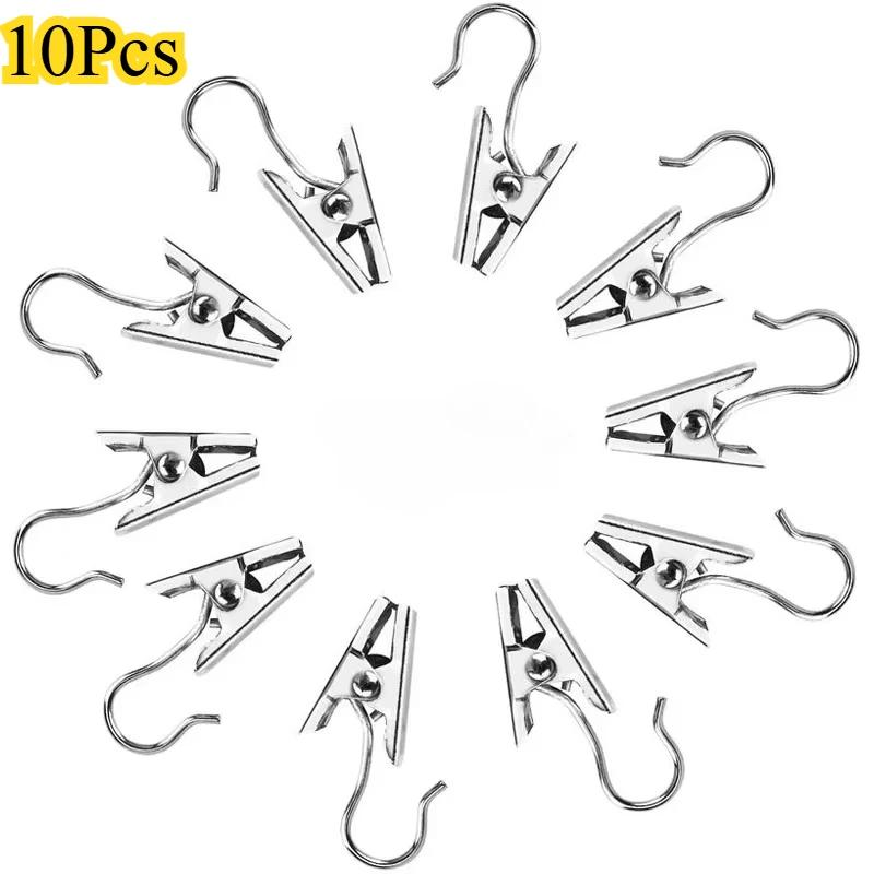 10PCS Stainless Steel Curtain Clips with Hook for Curtain, Photos, Home Decoration Outdoor Christmas Party Wire Holder