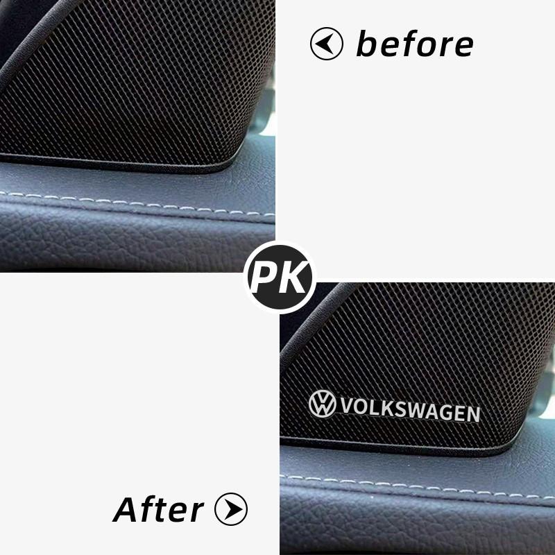 VW 4Pcs Car Audio Decorate 3D Aluminum Emblem Badge Sticker Decal For Volkswagen VW Rline GTI Golf 6 Polo Passat Interior Mouldings EQ1