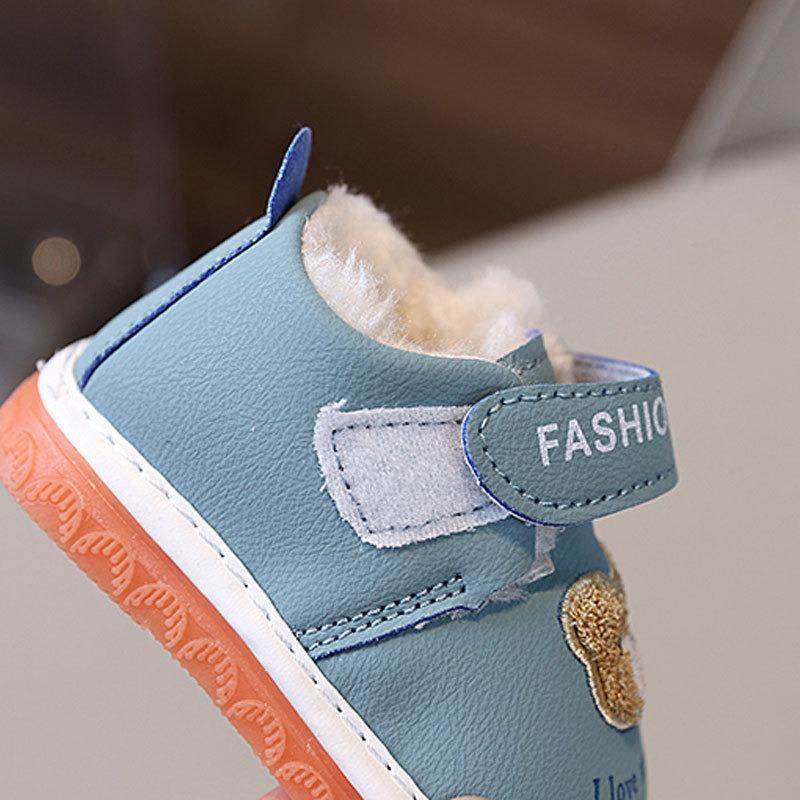 Scarpine da Neonato Squeaky con Fodera in Pile, Stivali Invernali per Bambini e Bambine, Scarpe Morbide per i Primi Passi 0-2 Anni, Grafica a Cartoni Animati
