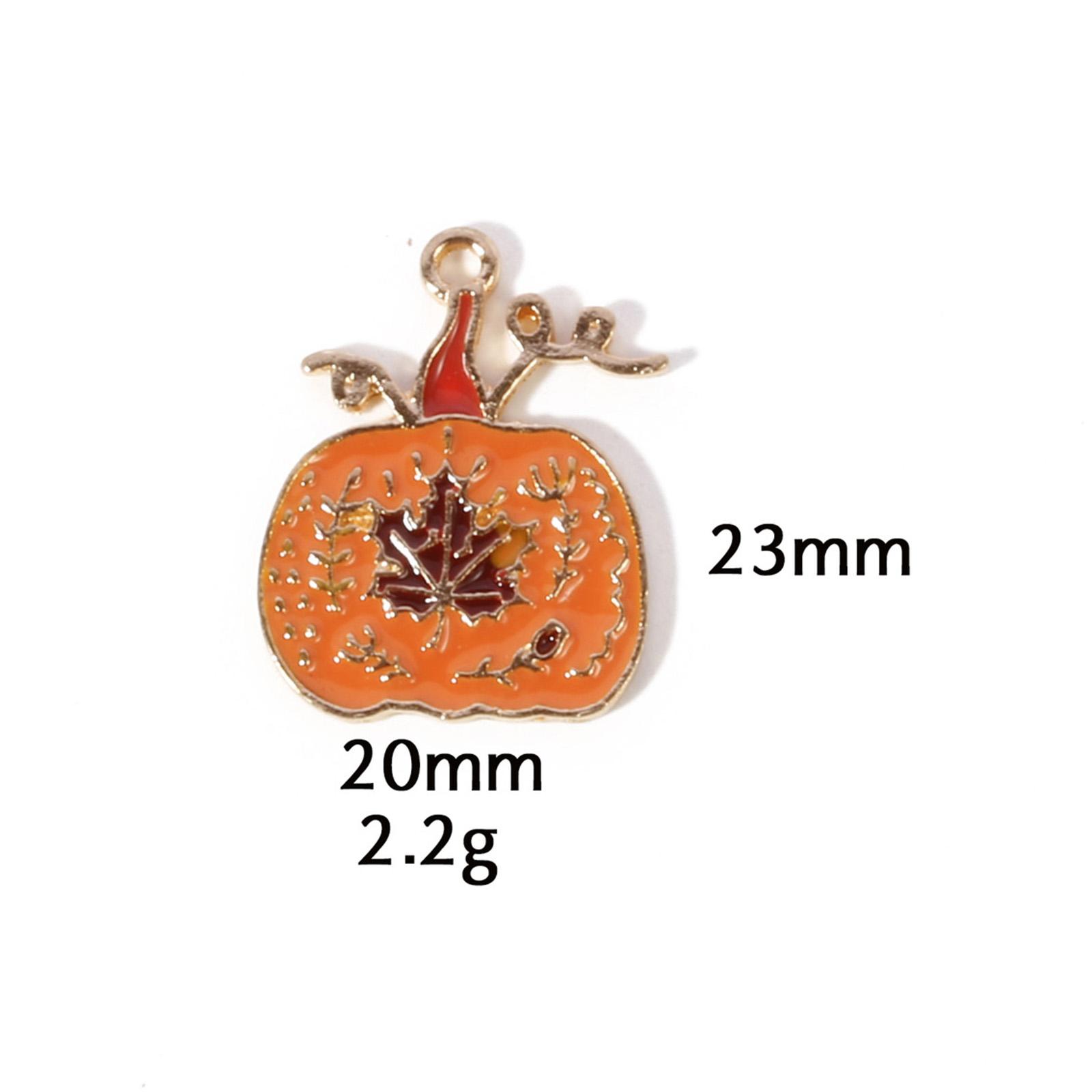

10 Pcs Zinc Based Alloy Autumn Style Halloween Charms Orange Pumpkin Enamel Gold Color Metal Pendants For DIY Jewelry Making