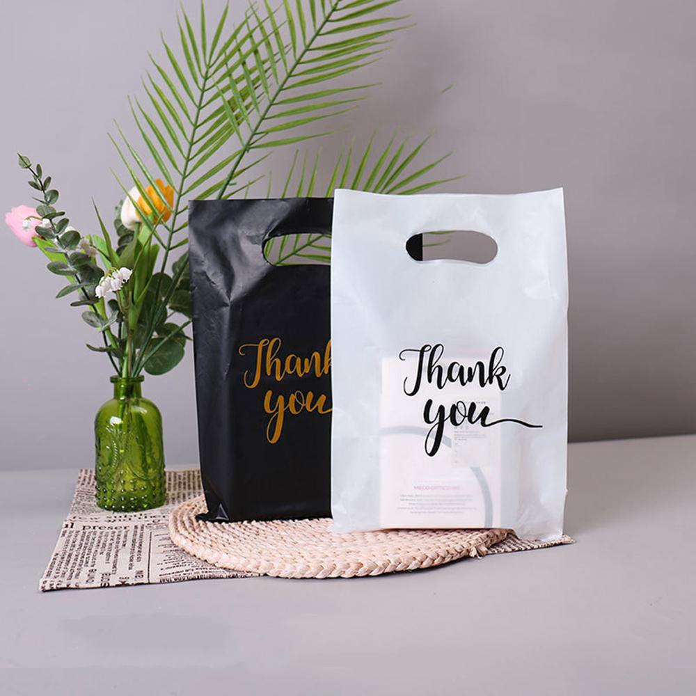 100Pcs Thank You Gift Bags Plastic Wedding Birthday Party Treat Bags Favors Small Business Shopping Candy Cookie Packaging