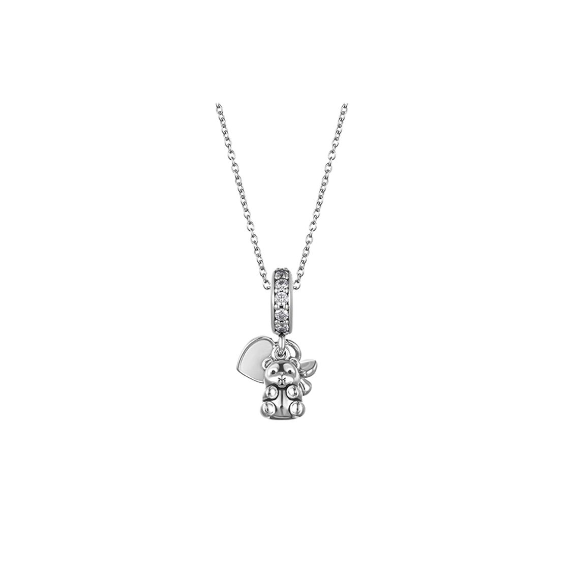 Pandora Teddy Bear Baby Pacifier Bear 925 Silver Necklace Women necklace ZT-0042 Box,F,Silver
