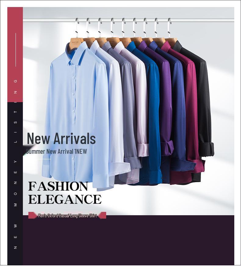 Men's Slim Fit Stretch Iron-Free Long Sleeve Shirt for Business or Commute