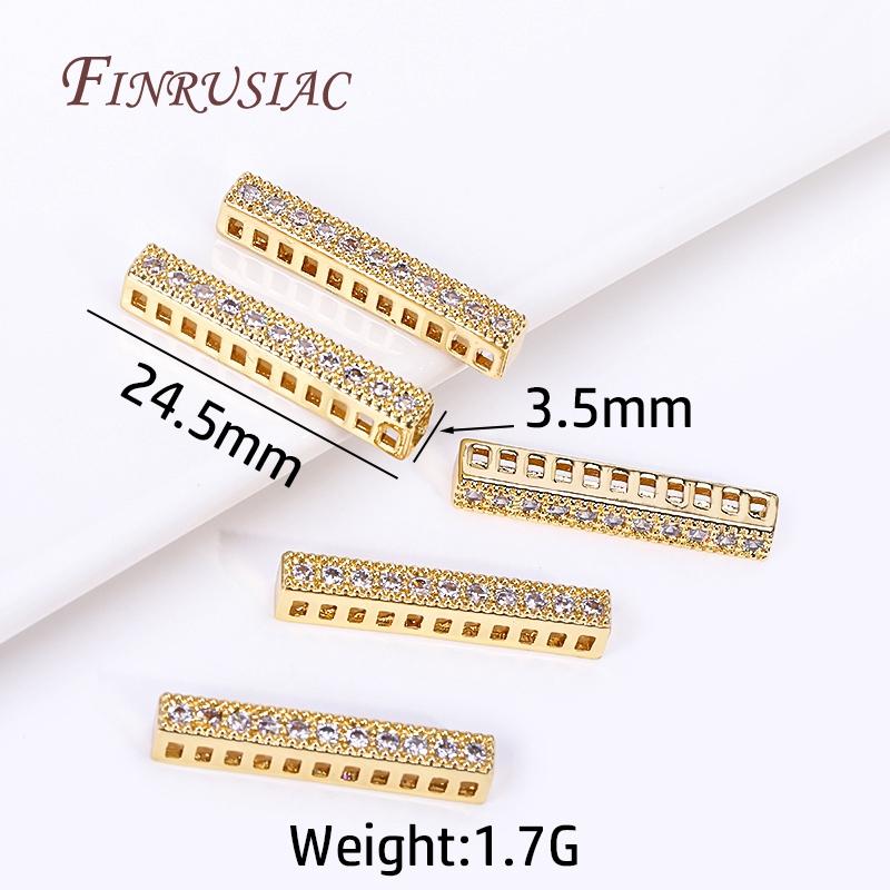 Per Fittings per Gioielli Fatti a Mano DIY, Ottone Placcato Oro 18K Metallo Intarsiato Perline di Zircone Separatori Connettore Quadrato Distanziatore
