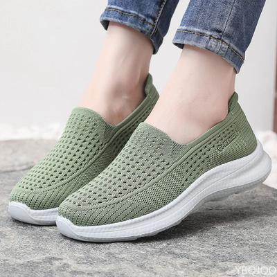Mode Mesh Ademend Zachte Zool Uitgehold Eén Voet Lopen Sport Casual Schoenen met Eenvoudige Platte Onderkant Zapatos De Mujer Sneakers