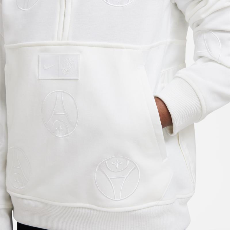 Nike Solid Color Pocket Half-Zip Hooded Sweatshirt Kids Tops White DX5700-133