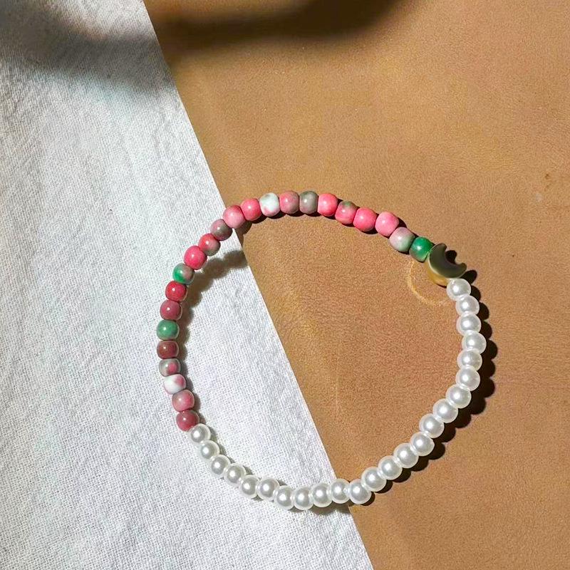 New Chinese Style Pink Pearl Rain Flower Stone Bracelet with Gold Beads - Love & Luck Attracting Hand Jewelry