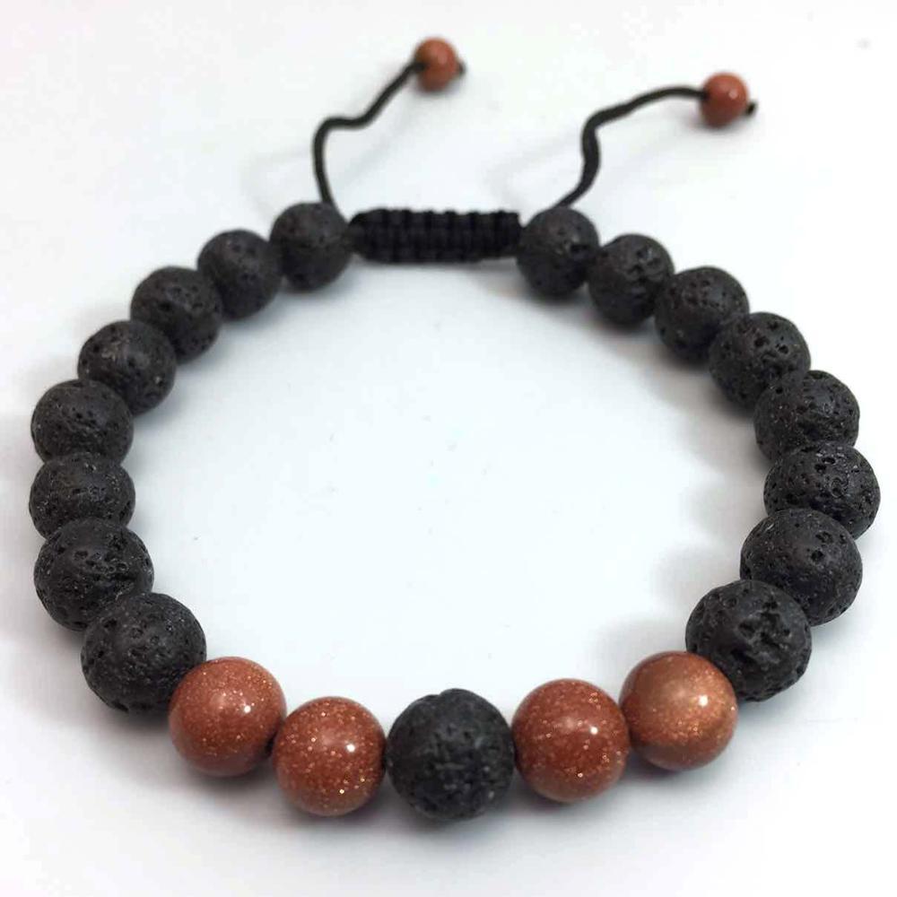 Energy Volcanic Stone Yoga Bracelet - 8mm Natural Woven Beads