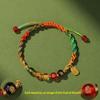Handwoven Adjustable Colorful Lucky String Bracelet With Engraved Wealth Beads Golden Fu Pendant For Festival Gifting Daily Wear