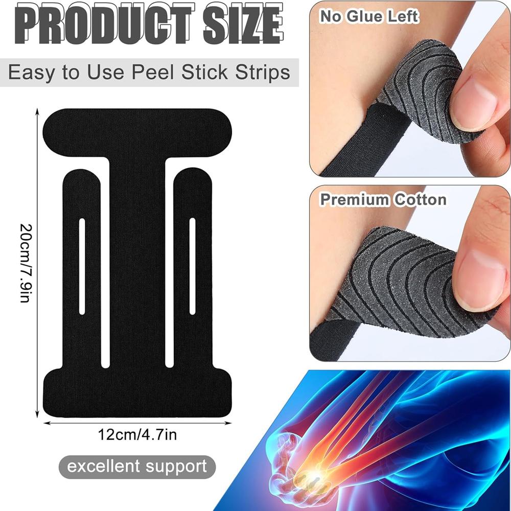 5Pcs Precut Kinesiology Tape For Elbow Support & Pain Relief, Strong Waterproof & Breathable, Latex-Free Athletic Tape