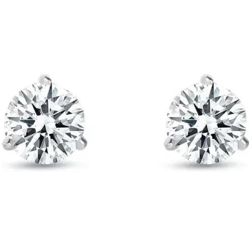 6 Ct Round Cut Diamond Stud Earrings White Gold 925 Silver Screw Back Earrings For Women's Classic Jewellery