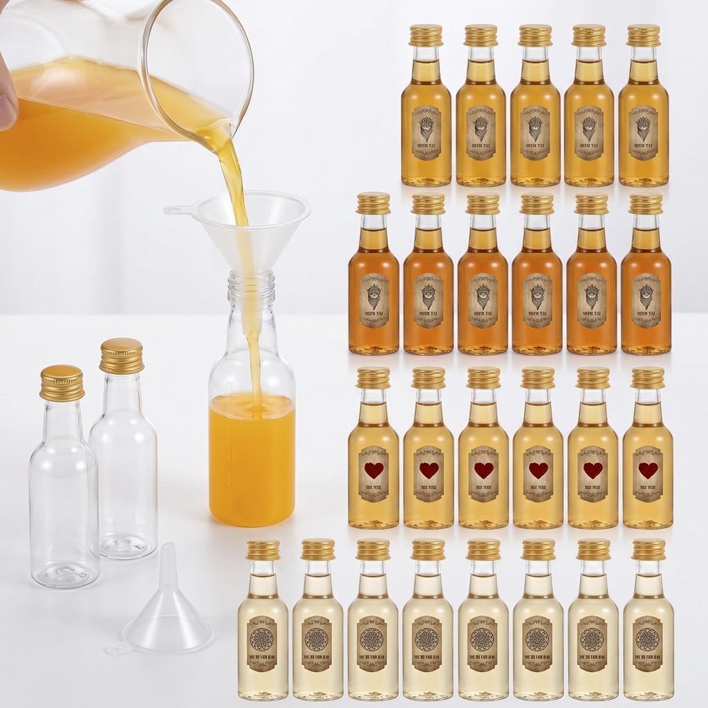 40pcs Halloween Mini Bottle,clear,Plastic,with caps,Labels,Gifts for Family & Friends,Halloween Parties,Indoor Decor,party favor