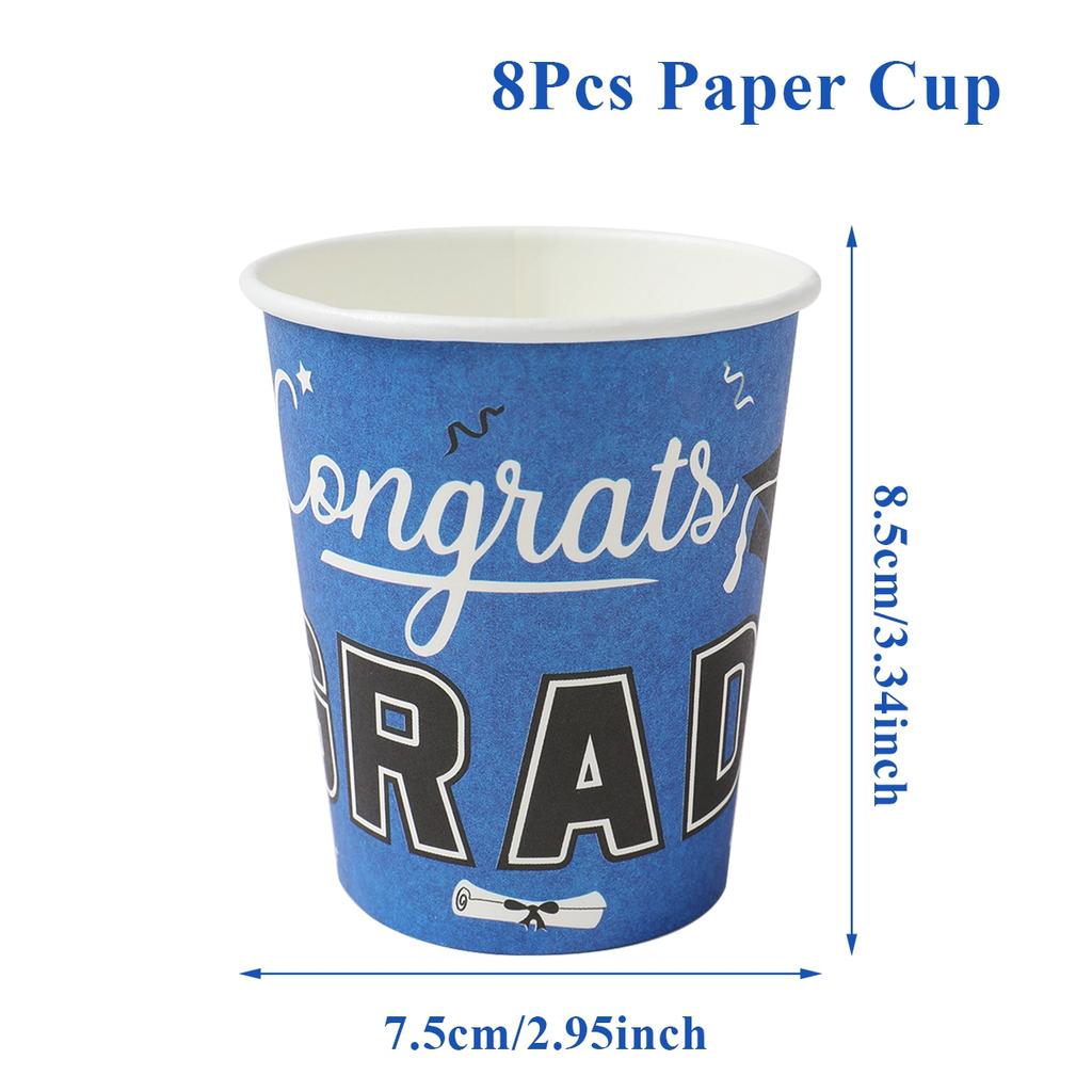 Blue Black Graduation Party Disposable Tableware Set Plate Cup Congrats Grad Class of 2025 Party Decor Graduation Party Supplies