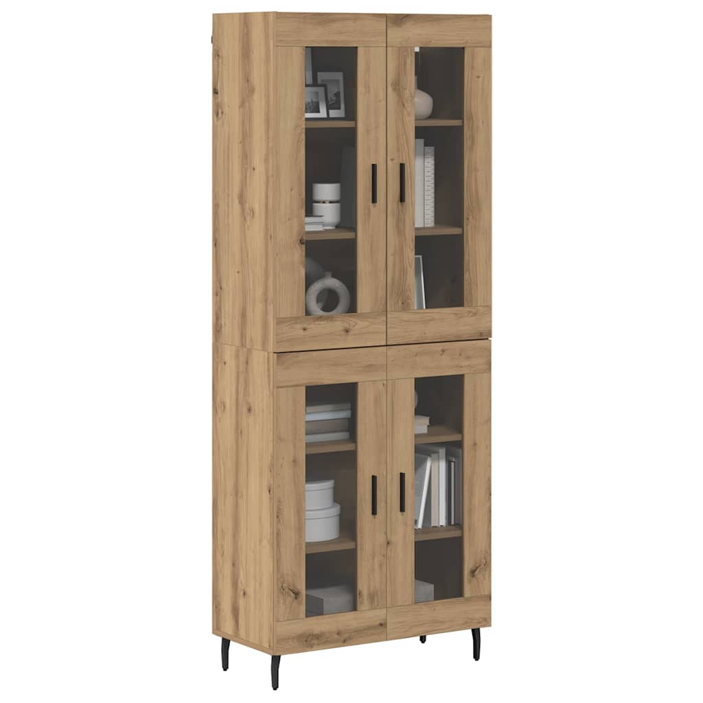 Highboard 2 pcs Artisan Oak Engineered Wood and Glass