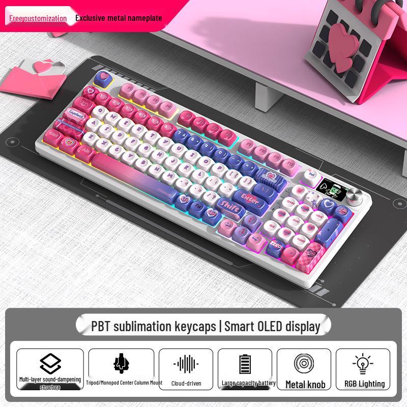 98-Key RGB Wireless Bluetooth Triple-Mode Mechanical Keyboard - Gaming, Esports & Office Customization Screen