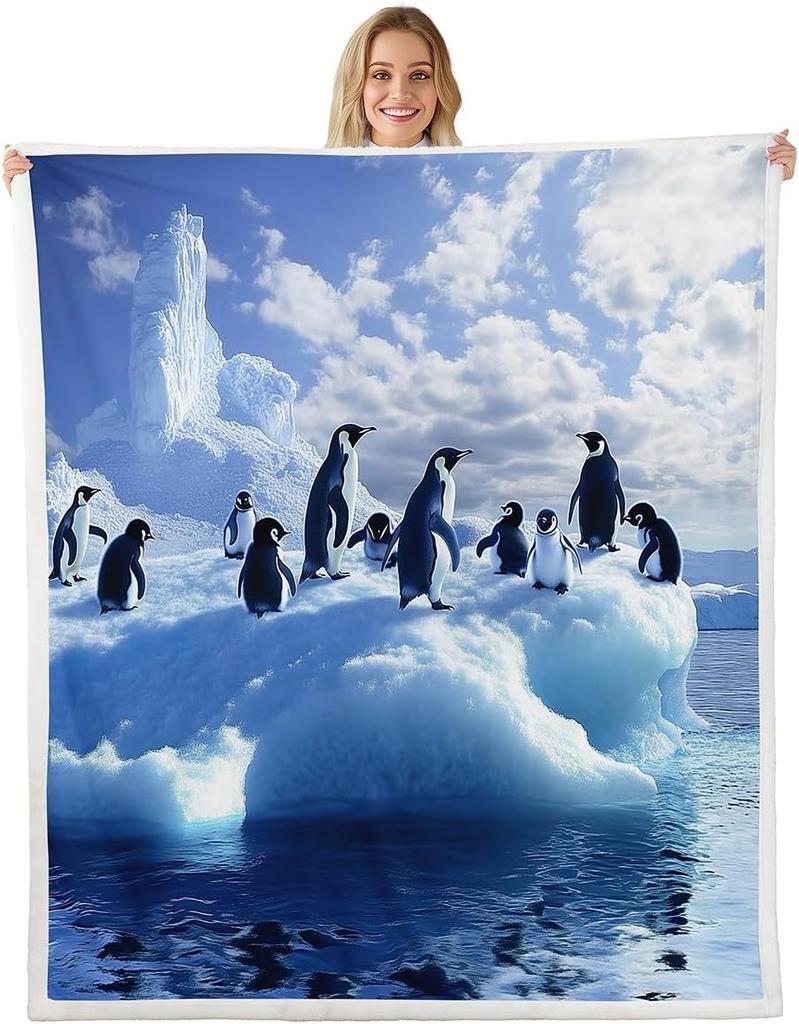 Reindeer Fleece Blanket Santa Claus Warm Plush Sherpa Blanket Sleigh Pine Snowman Squirrel Fuzzy Plush Throw Gift Box Merry
