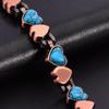 Red Copper and Turquoise Double Heart Adjustable Bracelet for Women