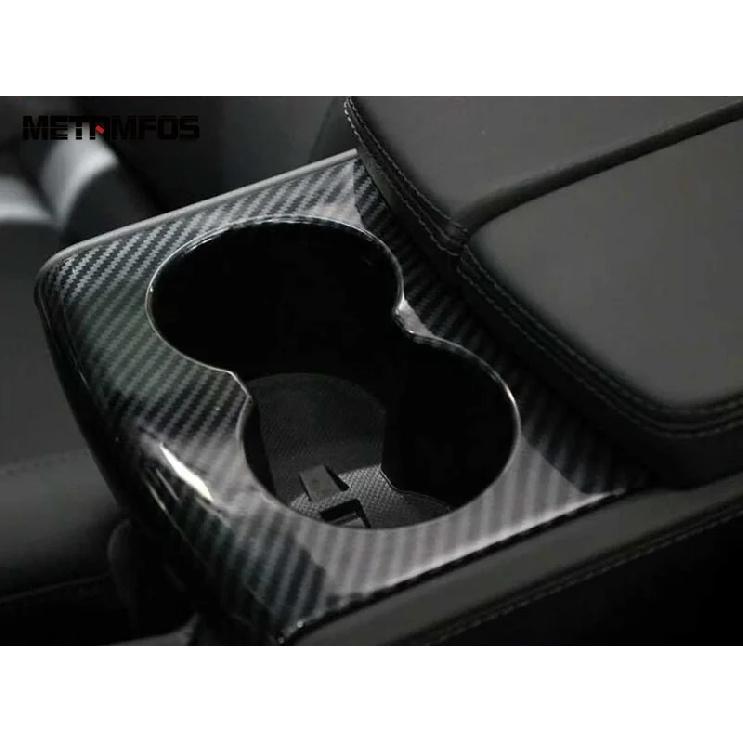 For Tesla Model X 2016-2018   Carbon Fiber Center Console Water Cup Holder Cover Trim Sticker Accessories Car Styling