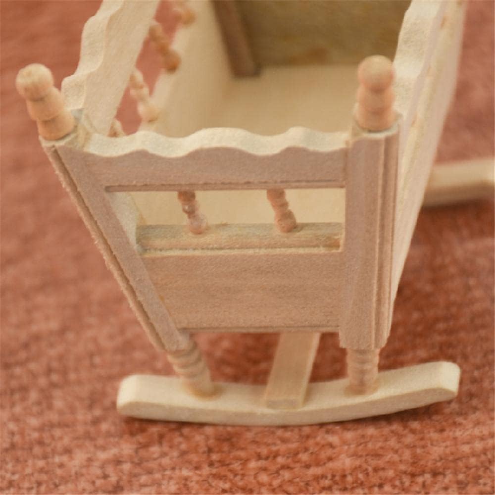 Dollhouse Miniature Cradle Bed Furniture 1:12 Wooden Dollhouse Decoration Play Set Doll Toy Accessories
