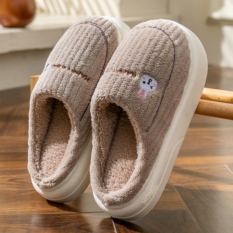 Cotton slippers women's winter bag heel velvet home indoor warm thick-soled waterproof postpartum confinement cotton shoes