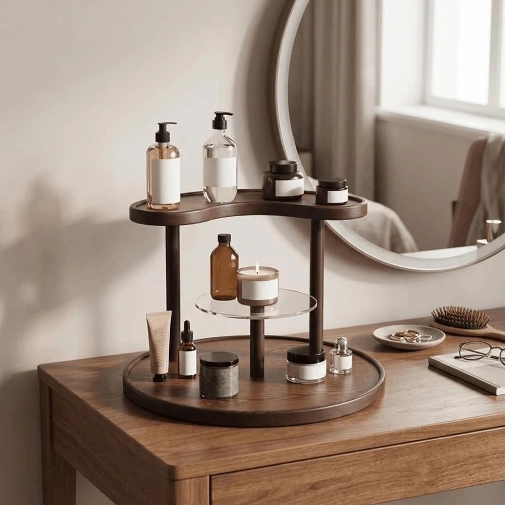 Curved Edge Round Base Storage Rack Detachable Perfume Jewelry Display Stand  Study