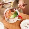 6-Inch Ceramic Instant Noodle Bowl,with Lid Spoon Handle,Personal Special Rice Bowls Noodle Office Workers, Dormitory Soup Set