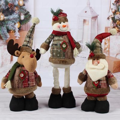 Christmas Fabric Stretchable Elder Doll Adjustable Santa Reindeer Snowman Stretch Leg Doll Christmas Collectible Tabletop Decoration Toy