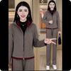 Plus Samt Dicke Pulloverjacke Damen Herbst und Winter Lässiger Sportanzug Warm Mode Hose Zweiteiliger Anzug
