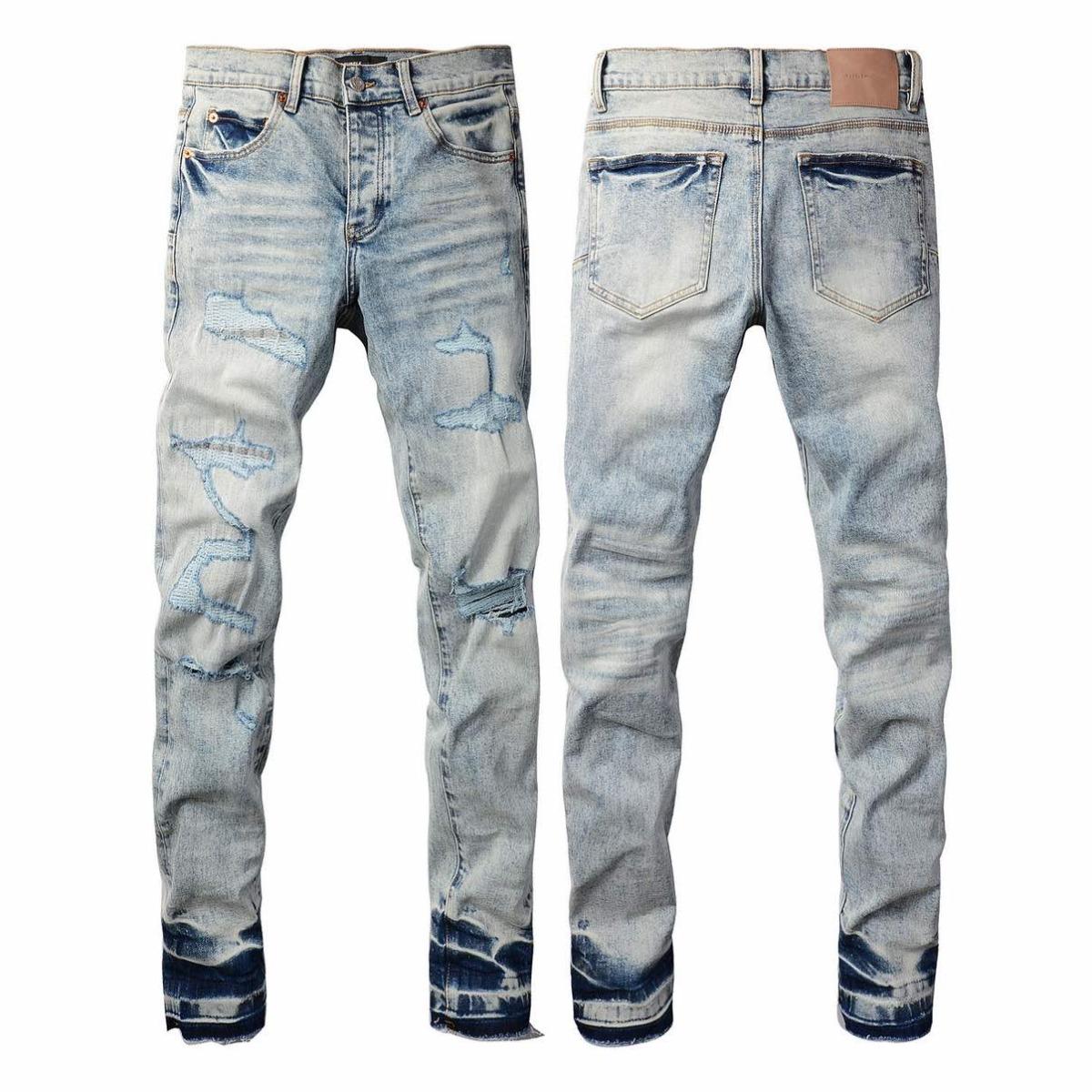 STREETRICH High Street American Distressed Men s Jeans Fashion Brand Coated Blank Stretch Skinny Button Fly Ripped Pants Trousers 28