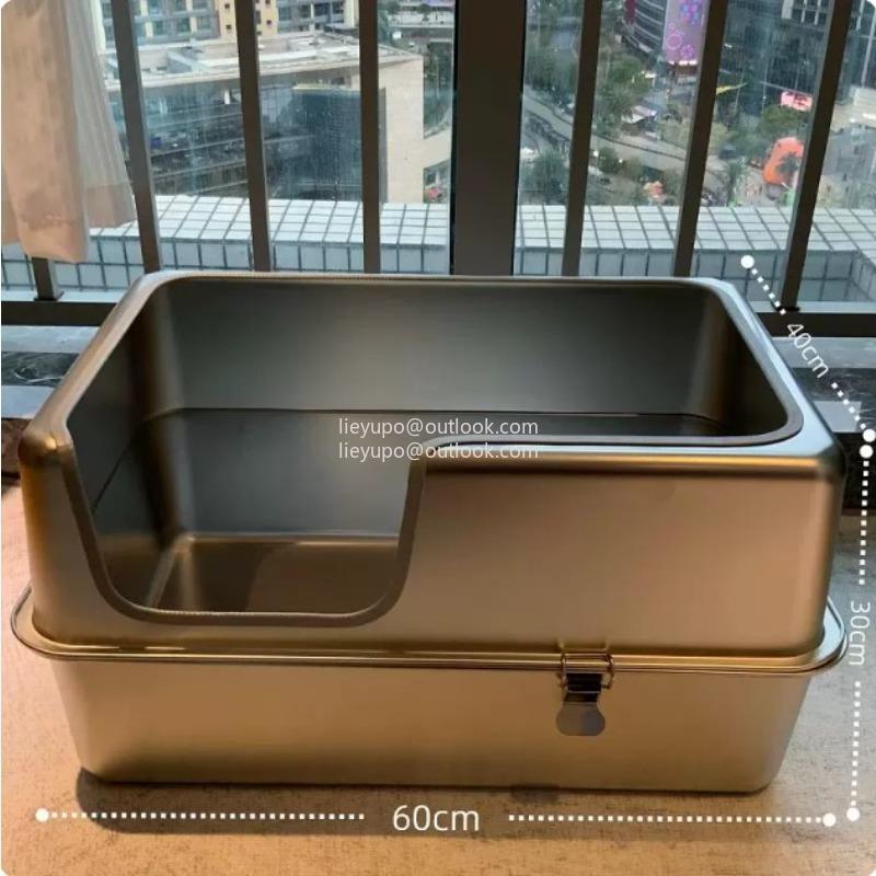 Extra Large Fully Enclosed Stainless Steel Cat Litter Box Is Leak-proof and Deodorizing