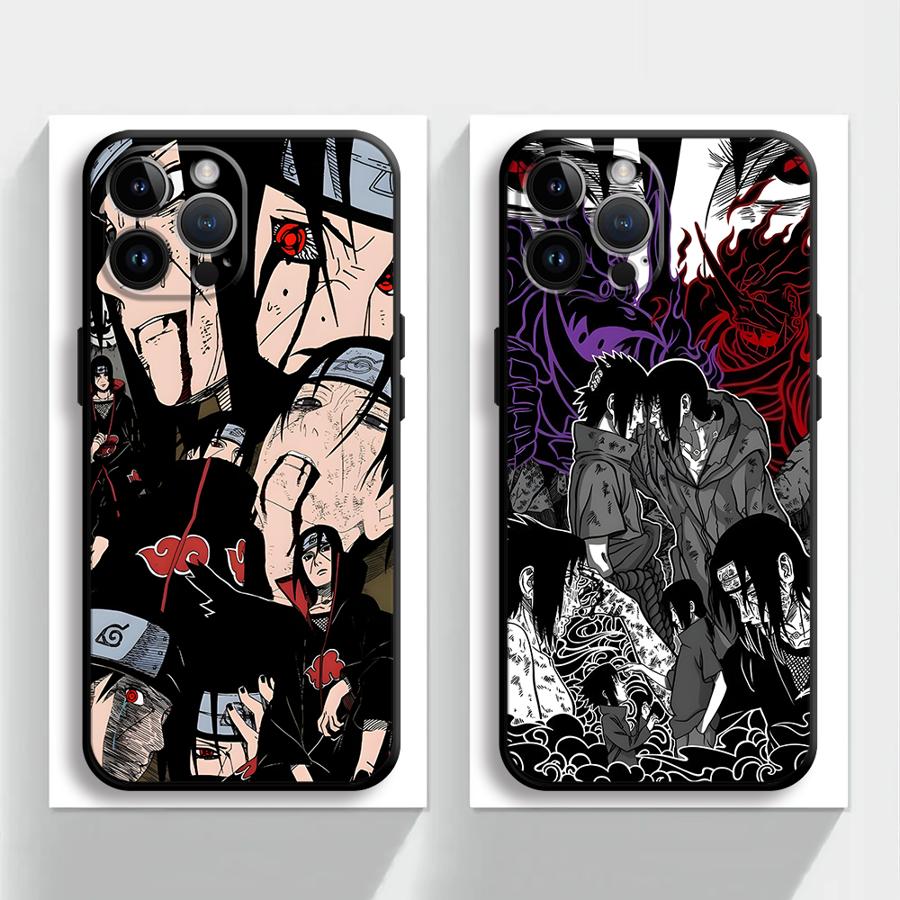 Case for iPhone 7 8 13 12 11 Pro Max XS Max 15 16 14 Plus XR Black Soft Phone Cover Anime Man Itachi