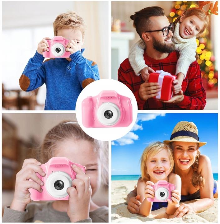 Aparat Cyfrowy Fotograficzny 12Mpx Zabawka Dla Dzieci Kamera + 4 Gry Różowy